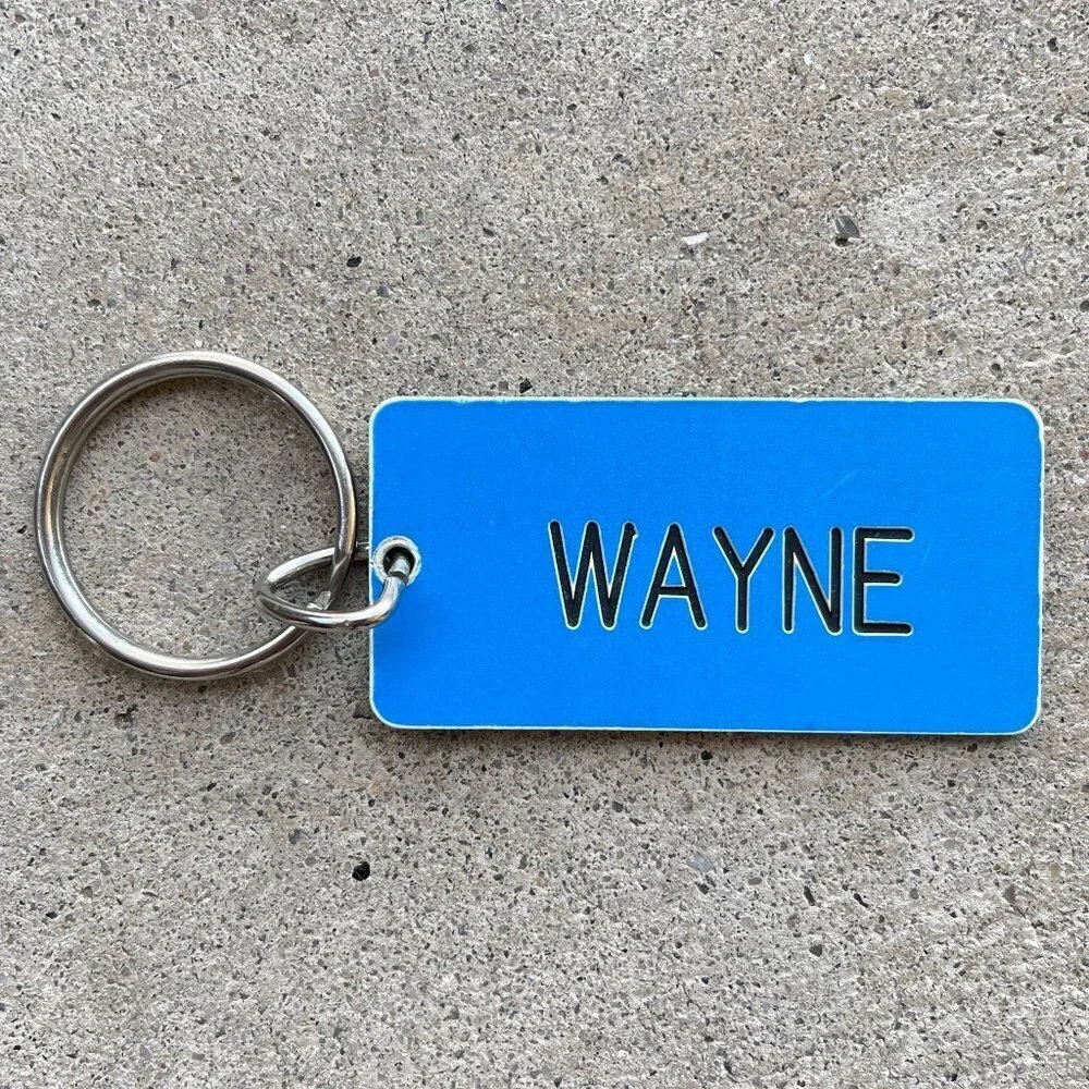 Engraved Name Plate Wayne Keychain